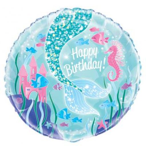 Balão Foil  Sereia Happy Birthday 18"
