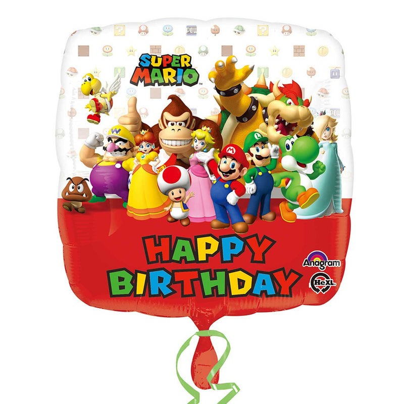 Balão Foil Happy Birthday Super Mario 17"