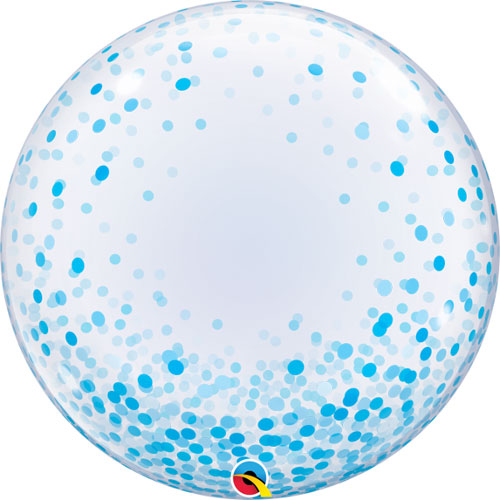 Balão Deco Bubble Confettis Azuis 24″