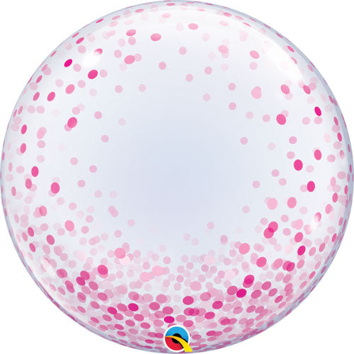 Balão Deco Bubble Confettis Rosa 24″
